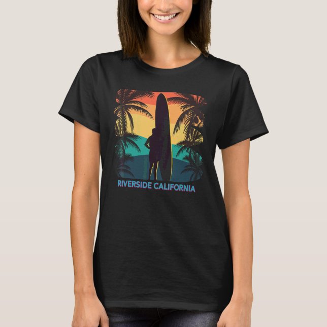 T-shirt Riverside California Ca Palm Tree Surfer (Devant)