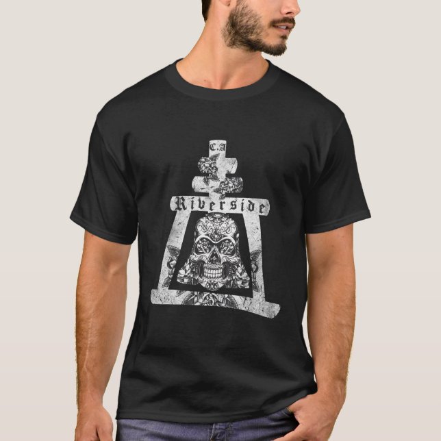 T-shirt Riverside California Mission Bell Skull (Devant)