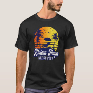 T-shirt Riviera Maya 2023 Mexique Sunset Beach Retro Premi