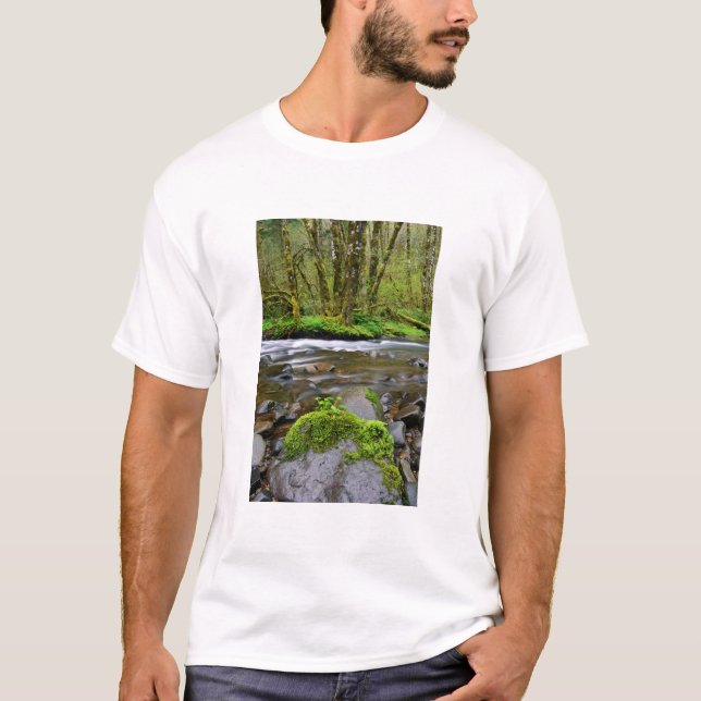 T-shirt Rivière dans la forêt verte, Oregon (Devant)