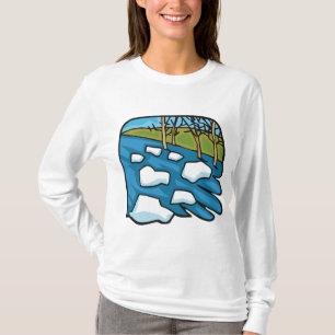 T-shirt Rivière de dégel hivernal avec des glaçons flottan
