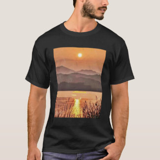 T-shirt rivière forestière et colline