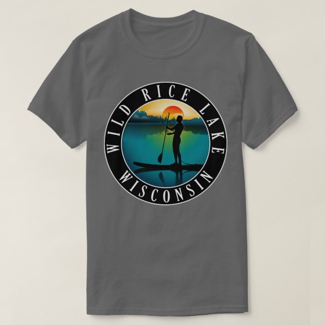 T-shirt Riz sauvage Lac Wisconsin Paddleboard (Design devant)