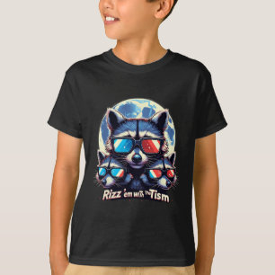 T-shirt Rizz Em avec le Tism Rétro Vintage Raccoon Meme A