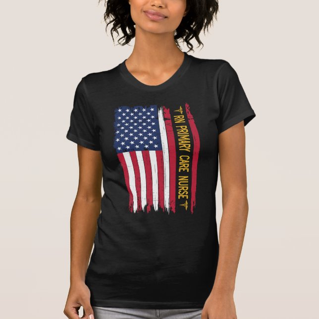 T-shirt Rn Infirmière en soins primaires drapeau américain (Devant)