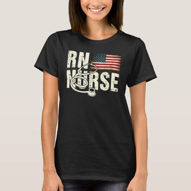 T-shirt RN Nurse American Flag 4 juillet Veterans US Pat (Devant)