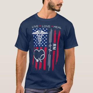 T-shirt RN Nurse US Flag, Nurse Week, RN Graduation for He