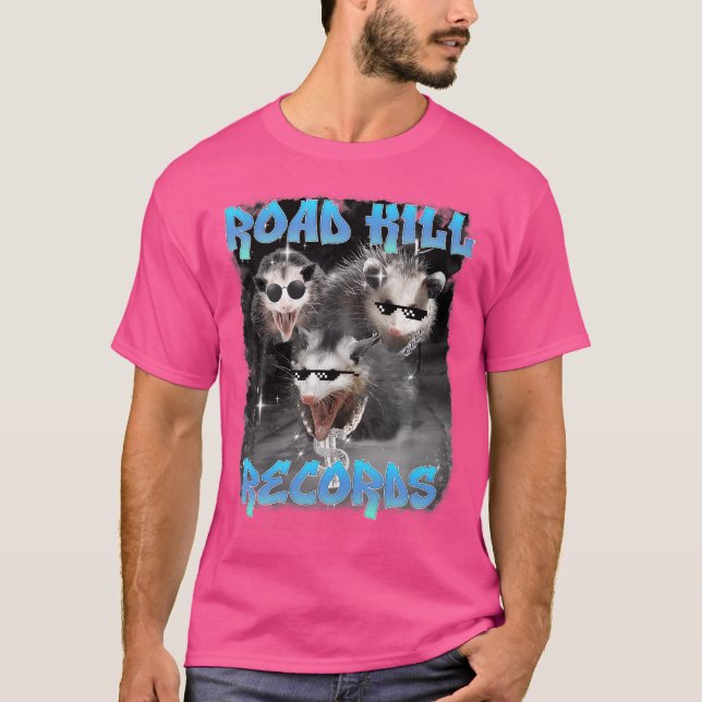 T-shirt Road Kill Records Opossum Funny 90S Bootleg Rap (Devant)
