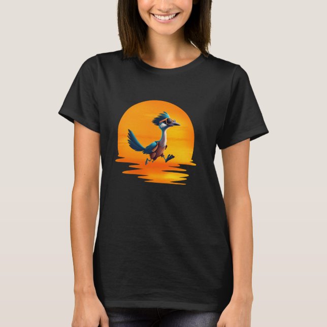 T-shirt Roadrunner Sunset Oiseau Rapide Courir Les Routes  (Devant)