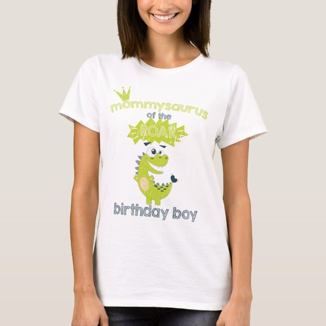 T-shirt ROAR Green Dinosaure personnalisé Anniversaire mam (Devant)