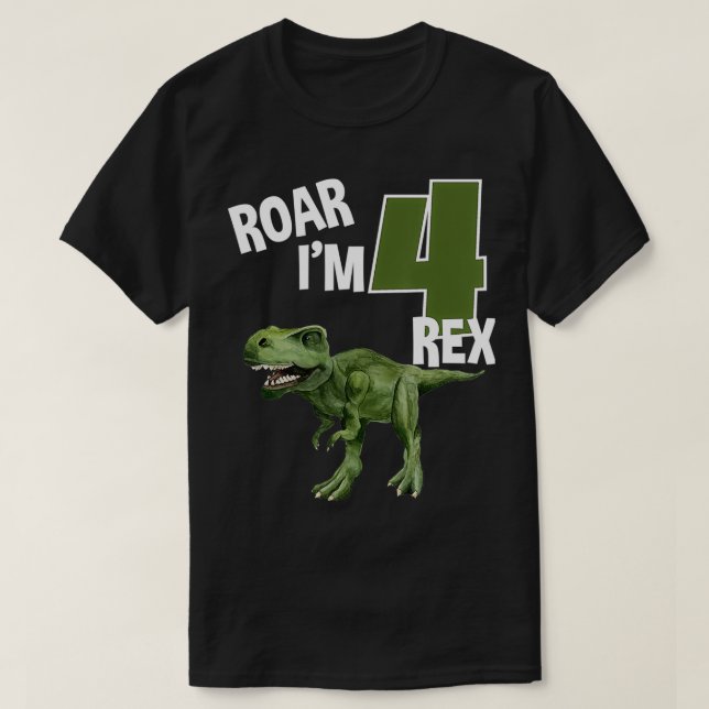 T-shirt Roar I'm 4 TRe Dinosaures fête d'anniversaire 4 an (Design devant)