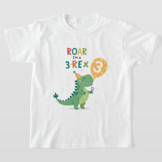 T-shirt Roar Je suis un 3-Rex Enfants Troisième fête d'ann