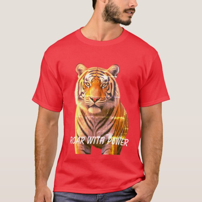 T-shirt "Roar with Power : Fierce Tiger Graphic Tee" (Devant)