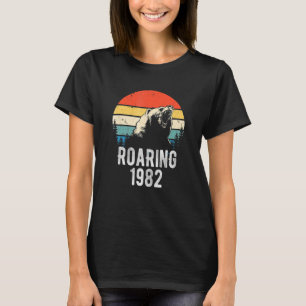T-shirt Roaring 1982 Vintage Retro Sunset Bear Animal 40e