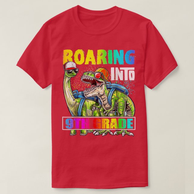 T-shirt Roaring En 9E Année Dinosaure Drôle Drôle Retour À (Design devant)