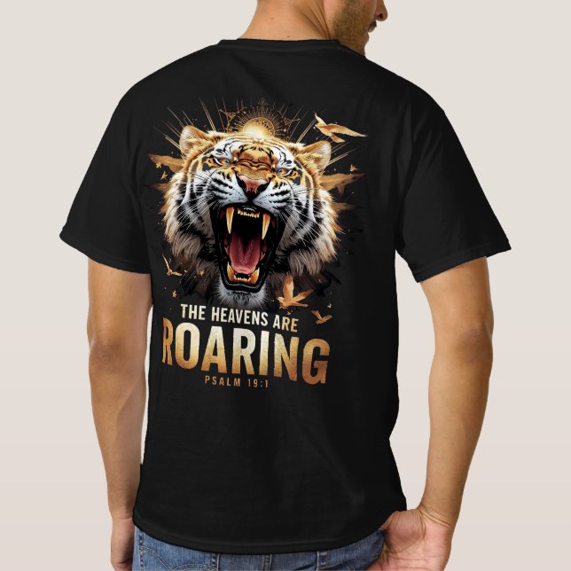 T-shirt Roaring Faith Psalm 19:1 Tiger Christian Graphic (Dos)