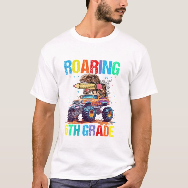 T-shirt Roaring Into 6th Grade Dinosaur (Devant)