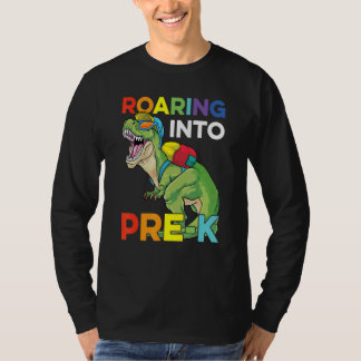 T-shirt Roaring Into Pre K Back To School Dinosaur Kids Bo
