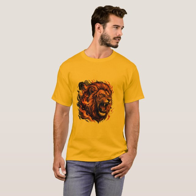 T-Shirt Roaring Lion – Graphisme de Puissance Féro (Devant entier)