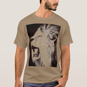 T-shirt Roaring Lion Pop Art Pebble couleur Sepia