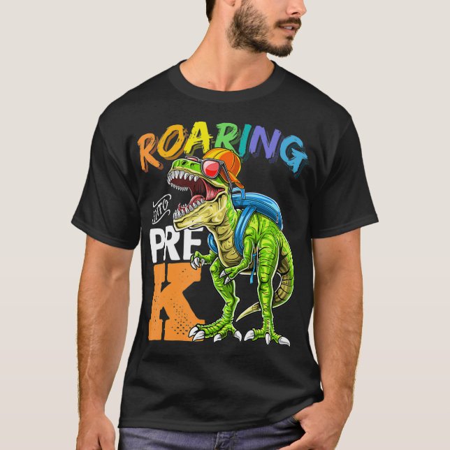 T-shirt Roaring PreK Dinosaur Back to School Backpack Boys (Devant)