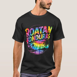 T-shirt Roatan Honduras Rétro Teinture Tropicale Vacances
