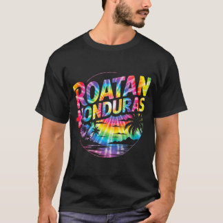 T-shirt Roatan Honduras Rétro Tie Dye Vacances Tropicales