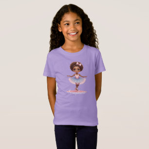T-Shirt Robe Ballerina Girl Bleue Rose Nom personnalisé