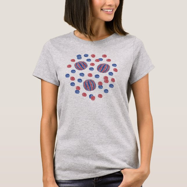 T-shirt Robe bleue rouge de réservoir de boules (Devant)