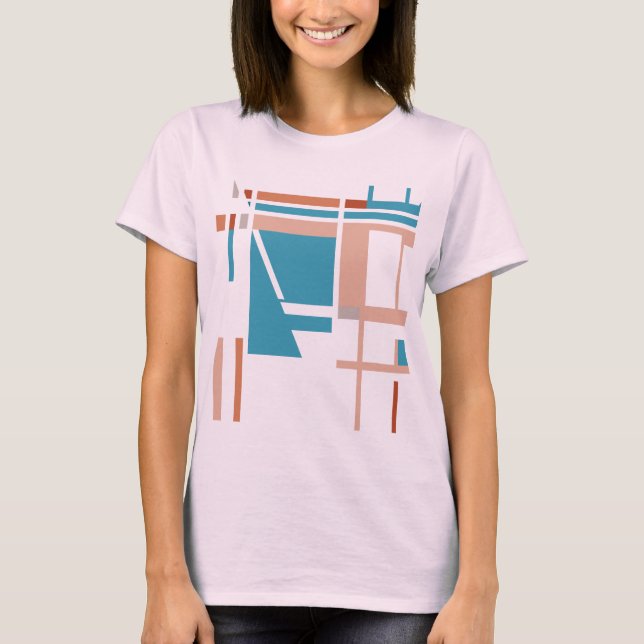 T-shirt Robe de corail bleu turquoise Carrés d'inspiration (Devant)