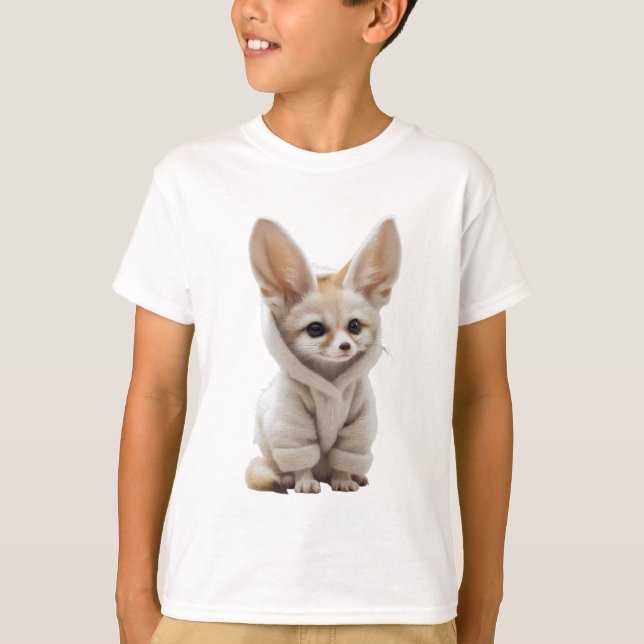 T-shirt Robe Douillette Renard Fennec Enfants (Devant)