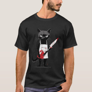 T-shirt Robe Noir Avec Couteau I Chat Noir Avec Couteau