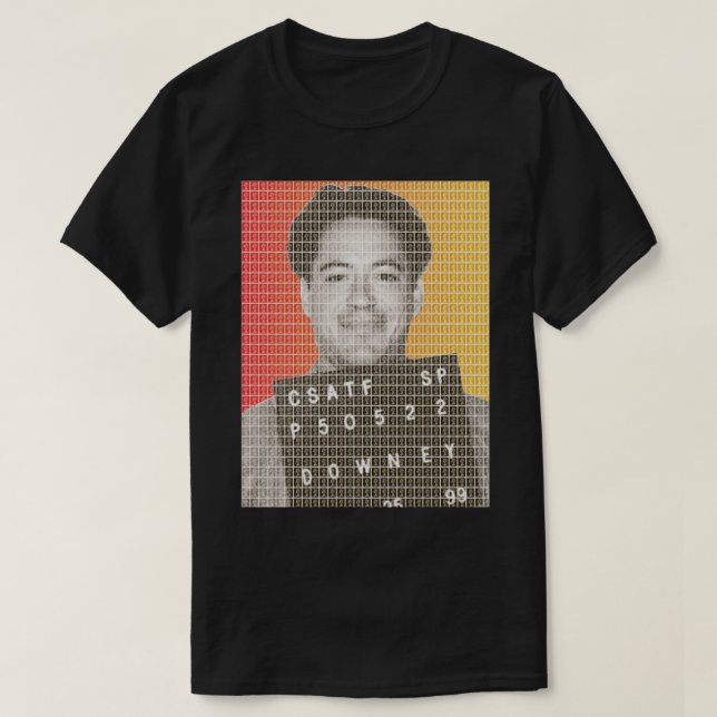 T-shirt Robert Downey Jr Mug Shot (Design devant)