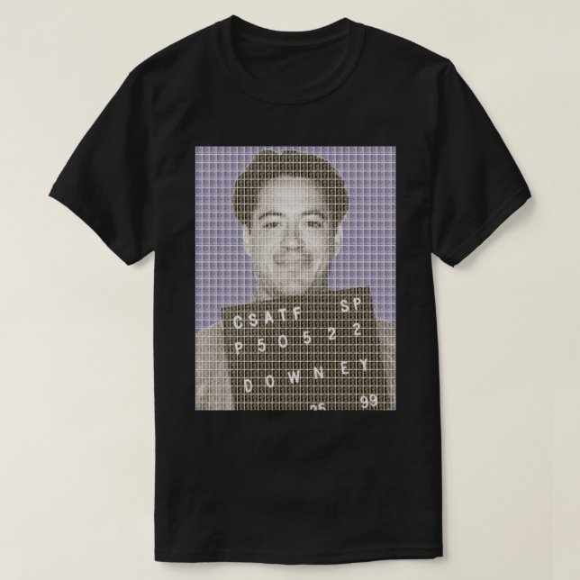 T-shirt Robert Downey Jr Mug Shot Violet (Design devant)