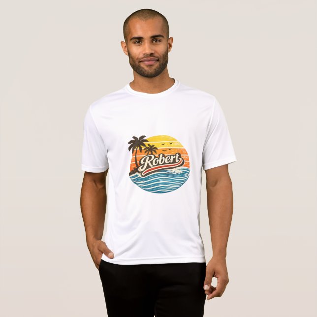 T-shirt Robert Retro Sunset Name Design (Devant entier)