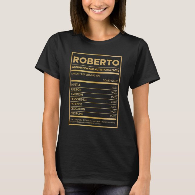 T-shirt Roberto Nutrition Information Montant Par Service (Devant)