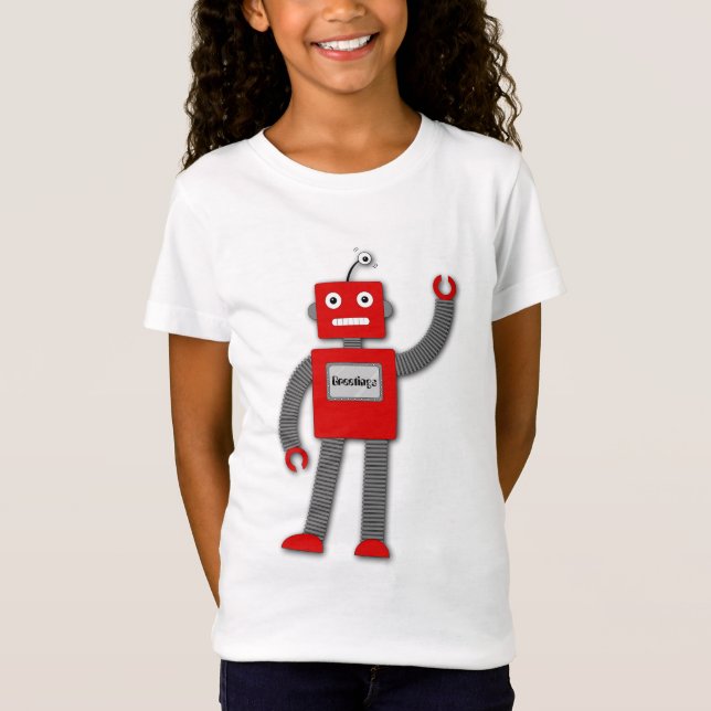 T-Shirt Robi de la rétro la pièce en t adaptée fille de (Devant)