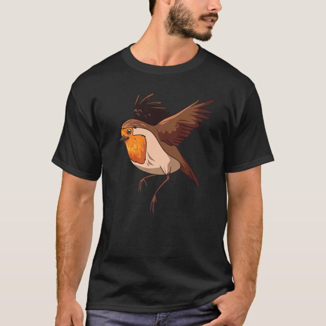 T-shirt Robin Bird  Cute Birds Animal  Graphic (Devant)