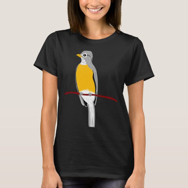 T-shirt Robin Bird sur la branche de l'arbre (Devant)