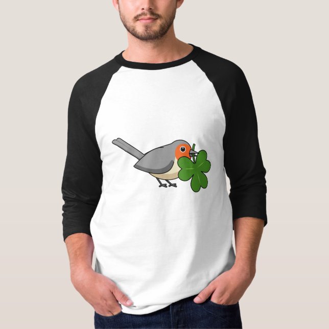 T-shirt Robin mignon avec Shamrock en caricature (Devant)
