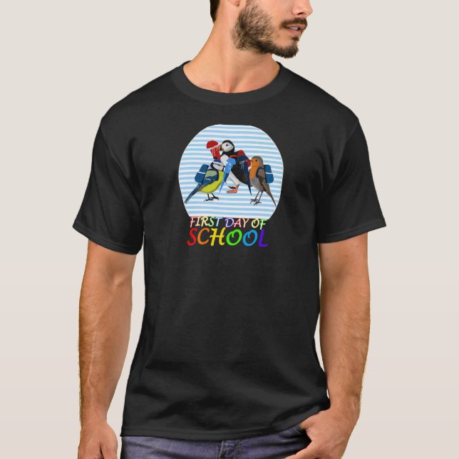 T-shirt Robin Puffin Oiseau Premier jour de l'école Premiè (Devant)