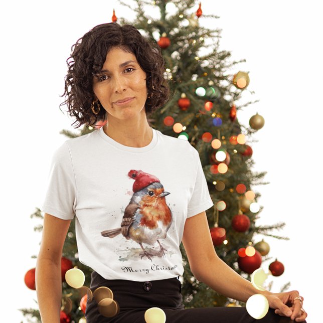 T-shirt Robin rouge de Noël, personnalisable (Créateur téléchargé)