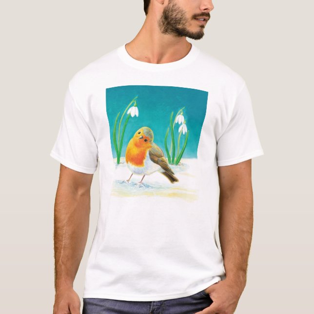 T-shirt Robin rouge et Snowdrops (Devant)