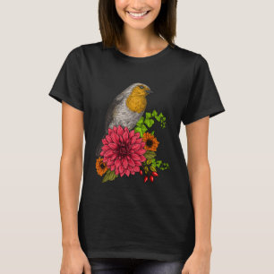 T-shirt Robin sur bouquet de fleurs