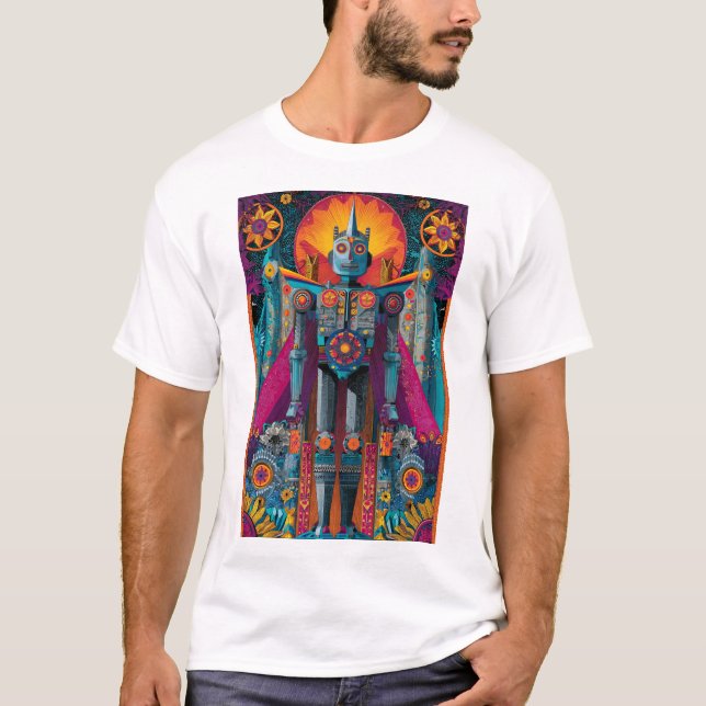 T-shirt Robo Deity Mandala — Ornate Symmetry Sci-Fi Poster (Devant)