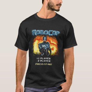 T-shirt Robocop Video Game Menu Démarrer Portrait Pixelé