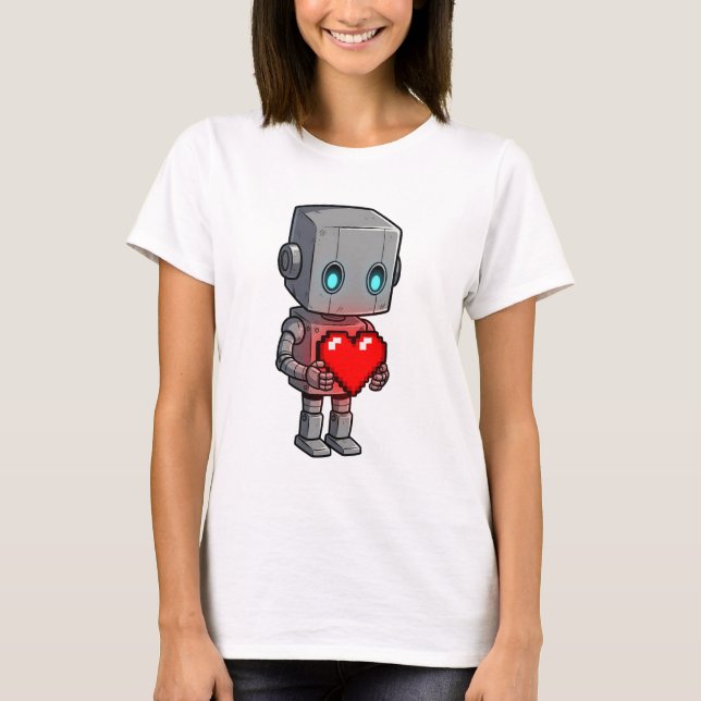 T-shirt Robot à cœur de pixel (Devant)