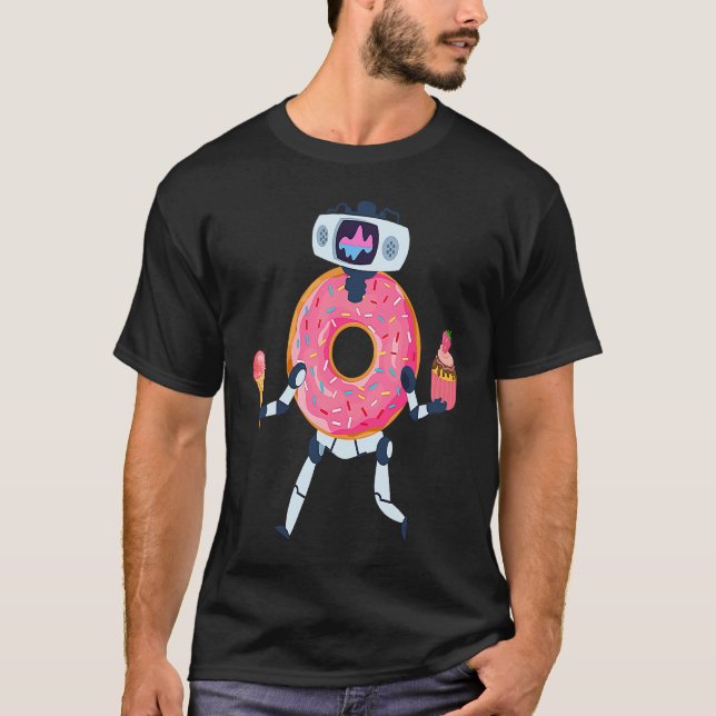 T-shirt Robot à Donuts avec Crème Glacée et Gâteau (Devant)
