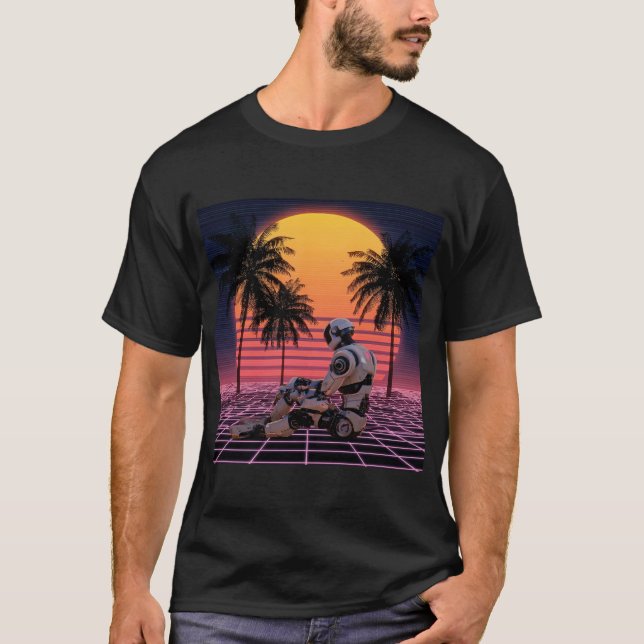 T-shirt Robot au repos dans le paradis néon (Devant)