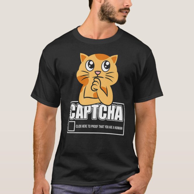 T-shirt Robot Captcha Cat (Devant)